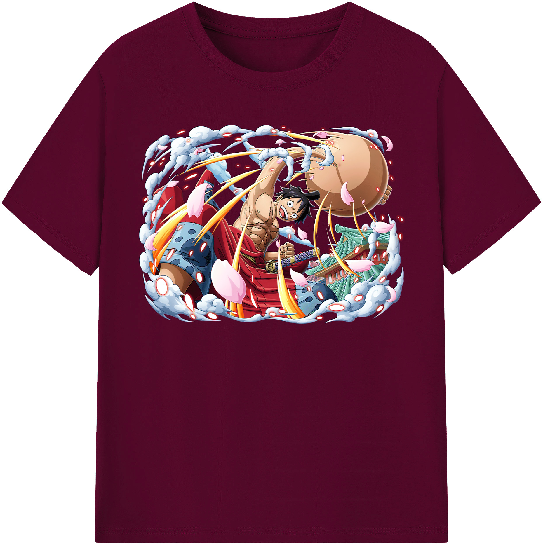ワンピース モンキー・D・ルフィ ONE PIECE Monkey D. Luffy レディースカジュアルプリントTシャツ（綿100％）